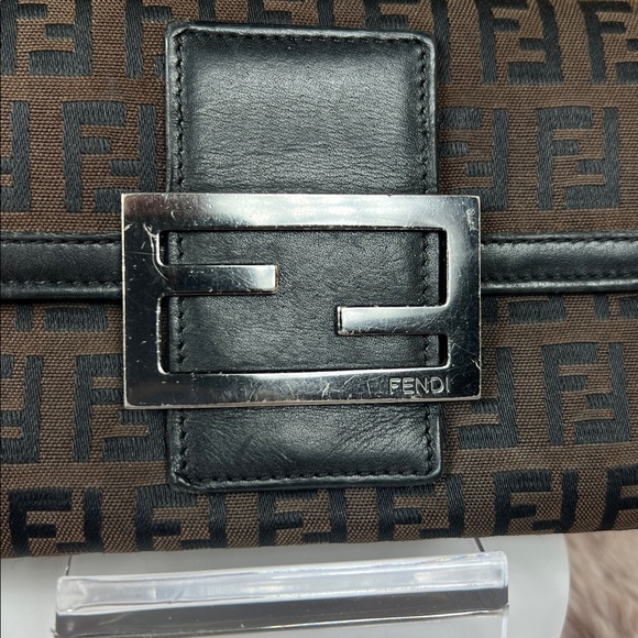 Vintage Fendi Zucchino Canvas Long Wallet Black 8M0021 COA Included - Authentic - Picture 3 of 12